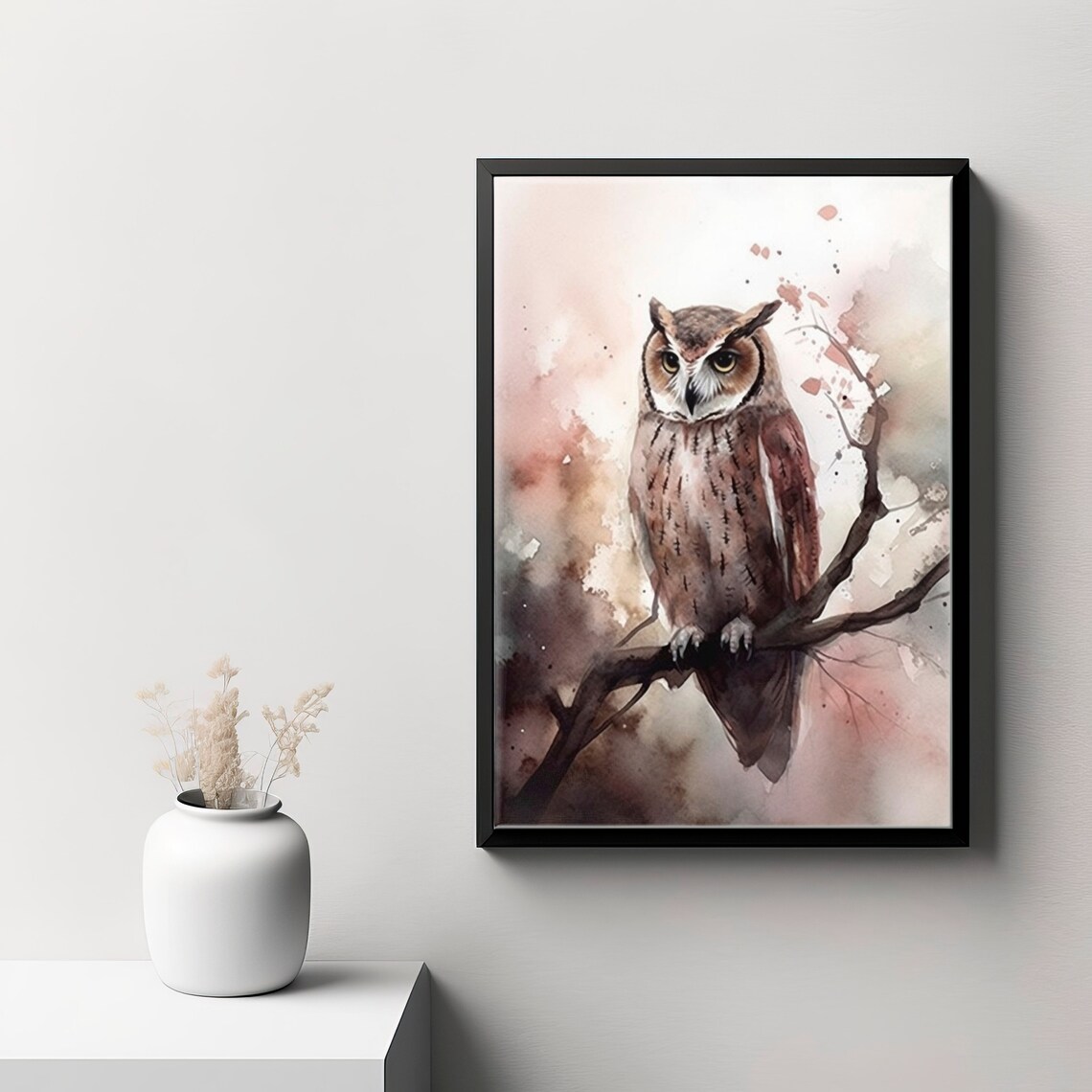 Great Horned Owl Face Close Up Watercolor Wildlife Portrait Poster - Image 2