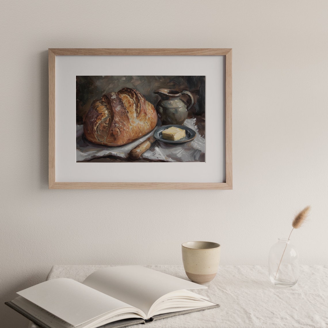Sourdough Bread Butter Vintage Still Life Moody Kitchen Art Poster - Image 2