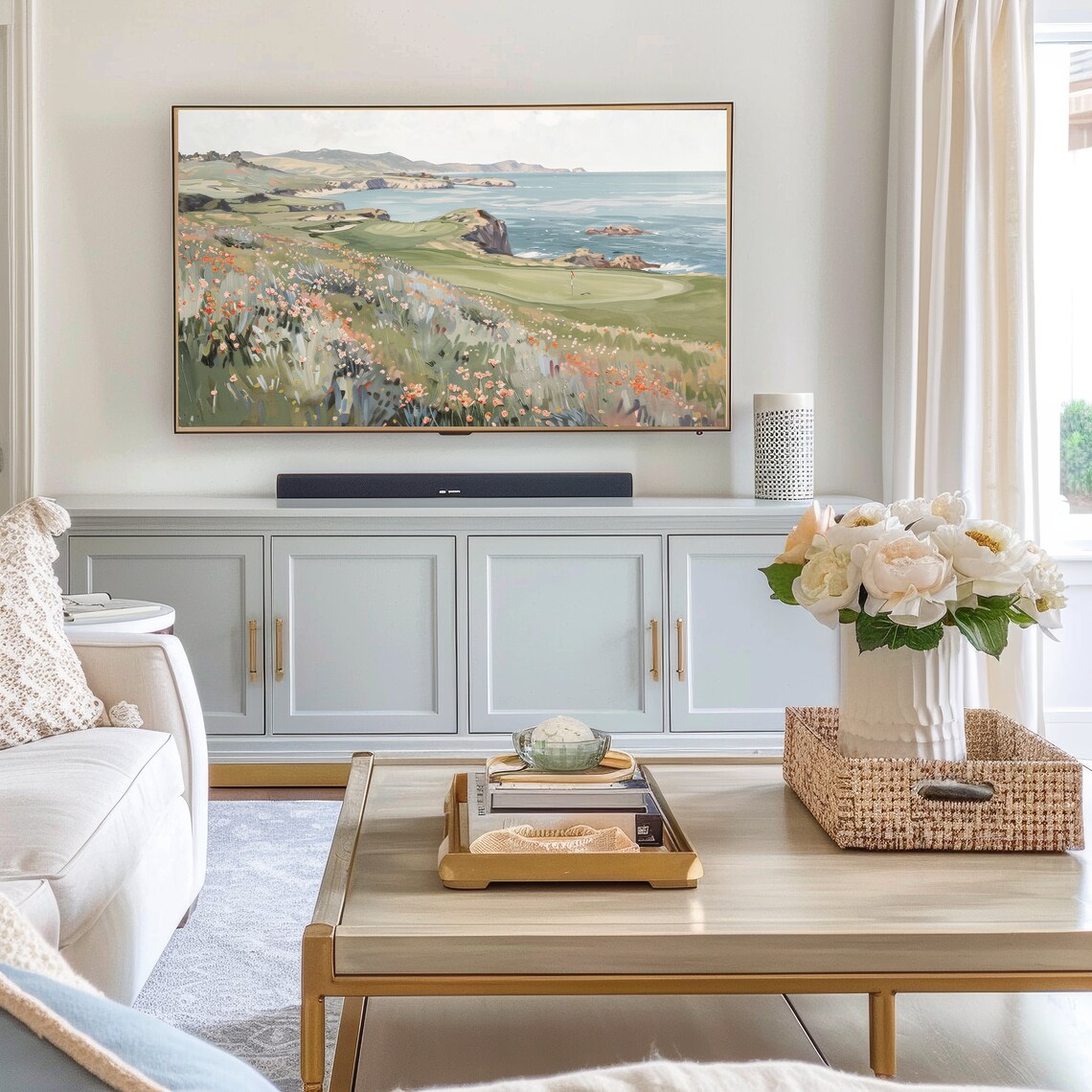 Golf Coastal Wildflower Landscape Art Print - Image 3