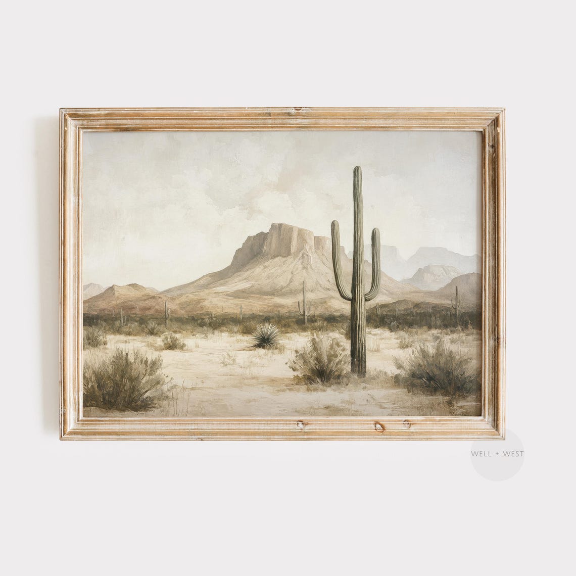 Southwest Desert Saguaro Cactus Mesa Rustic Neutral Travel Poster