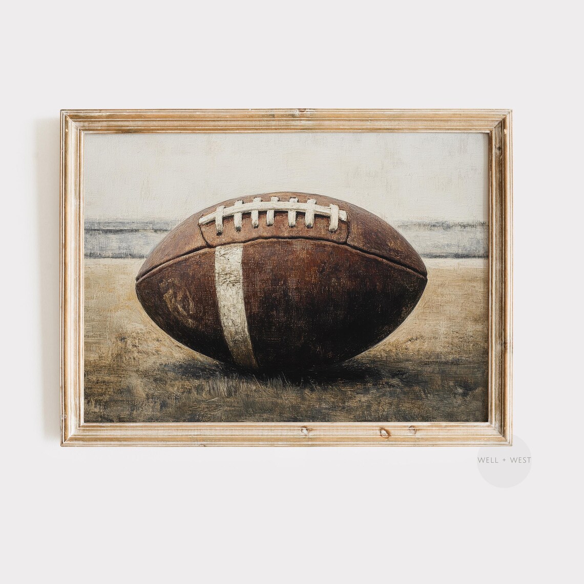 Football Rustic Vintage Oil Painting Art Print