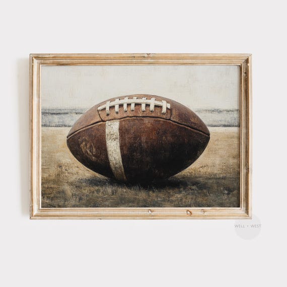 Football Rustic Vintage Oil Painting Art Print