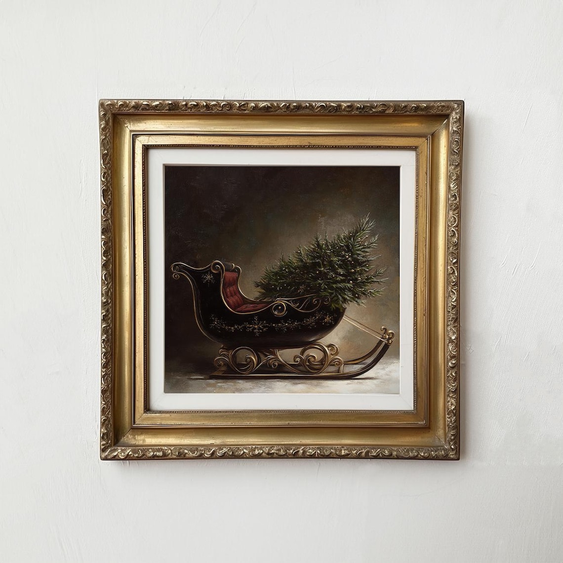 Moody Santas Sleigh Vintage Christmas Art Print - Image 3
