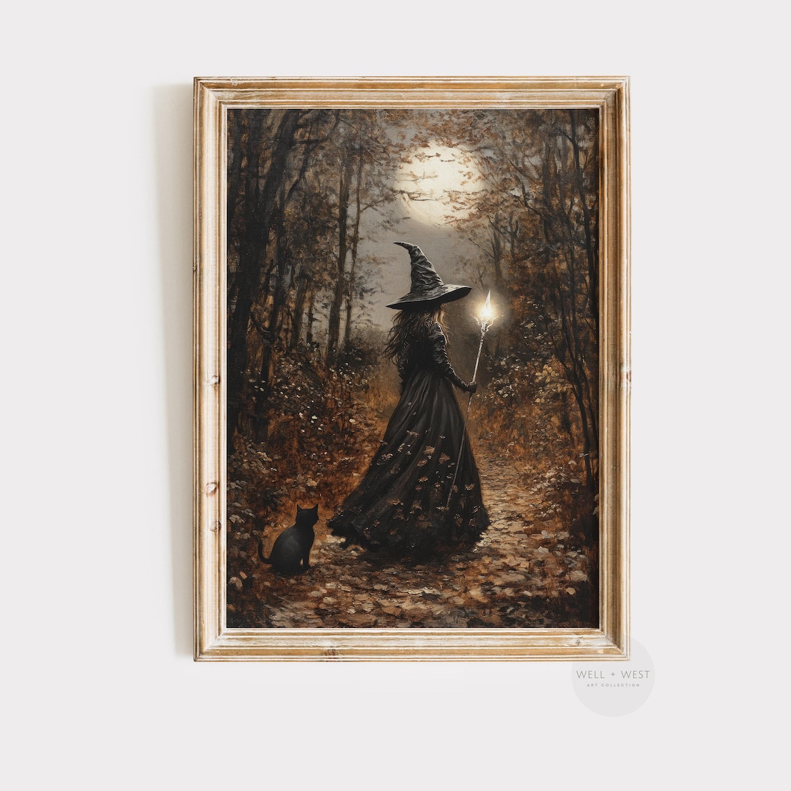 Witchy Art Spooky Witch Painting, Vintage Halloween