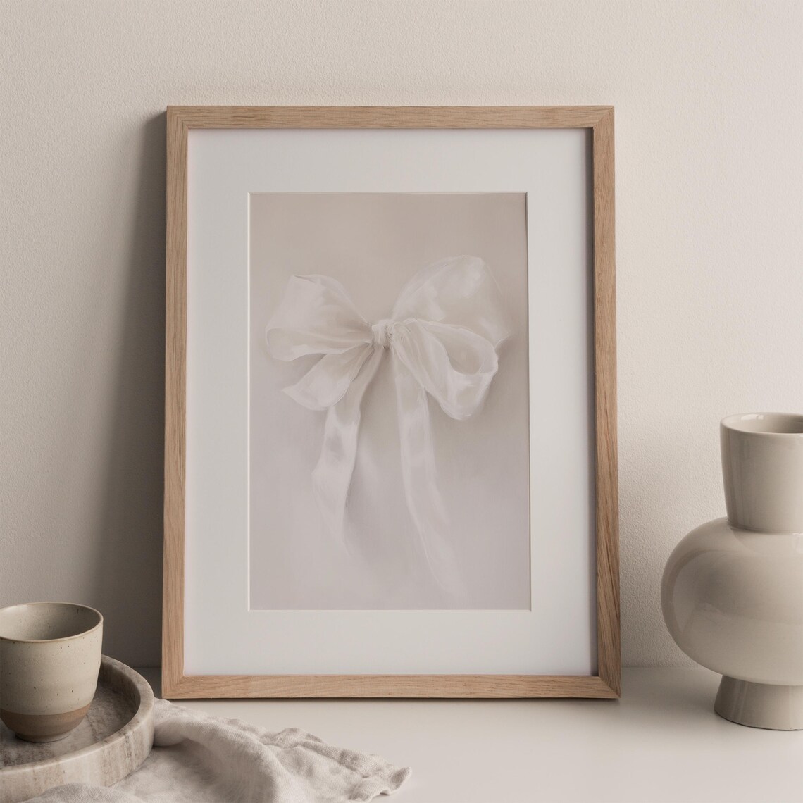 White Bow Coquette Aesthetic Art Print, Girly Decor - Image 2
