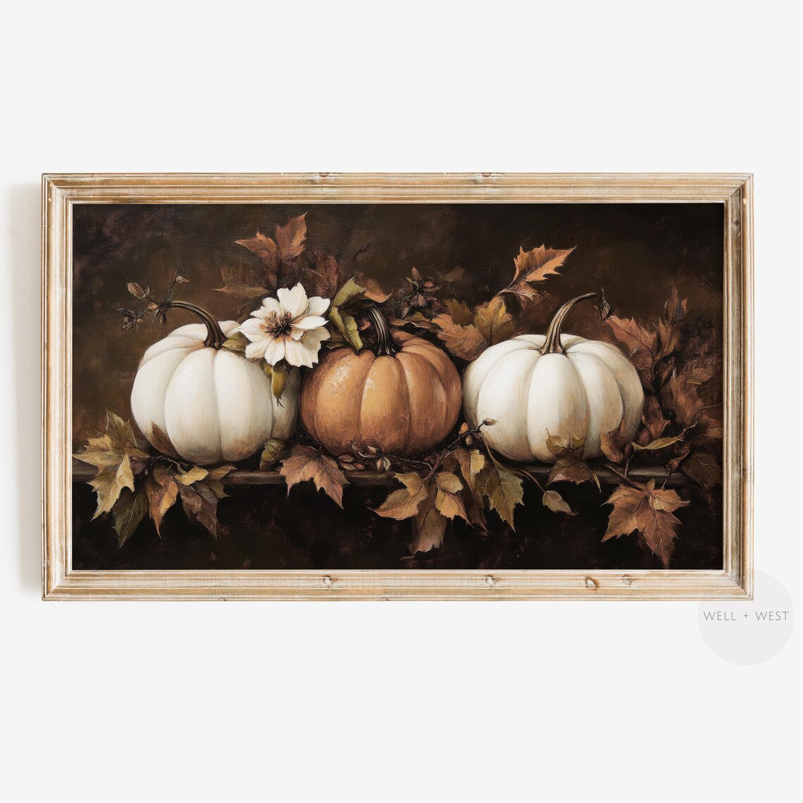 Fall Pumpkins Vintage Oil Painting Art Print