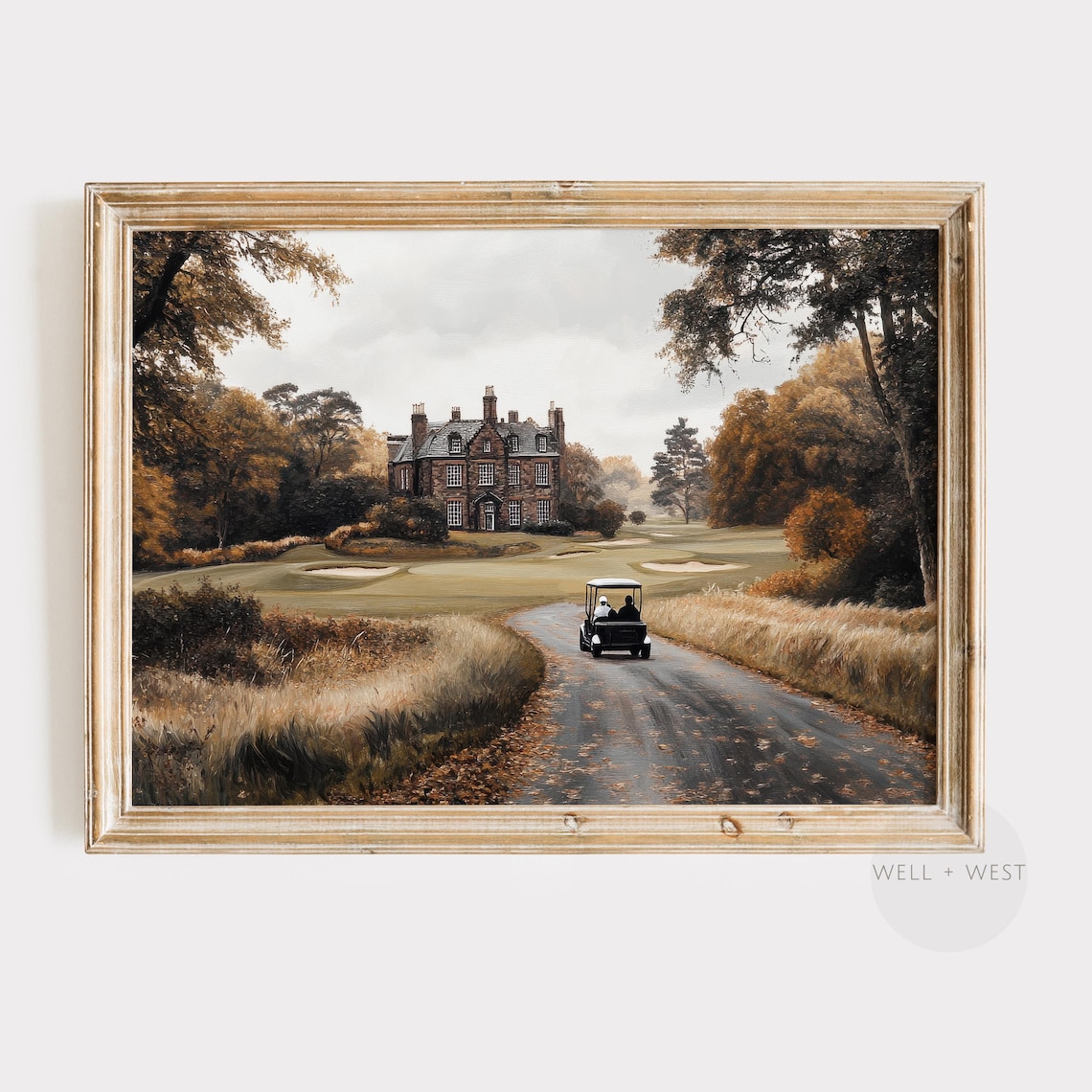Golf Course Painting Vintage Style Autumn Landscape