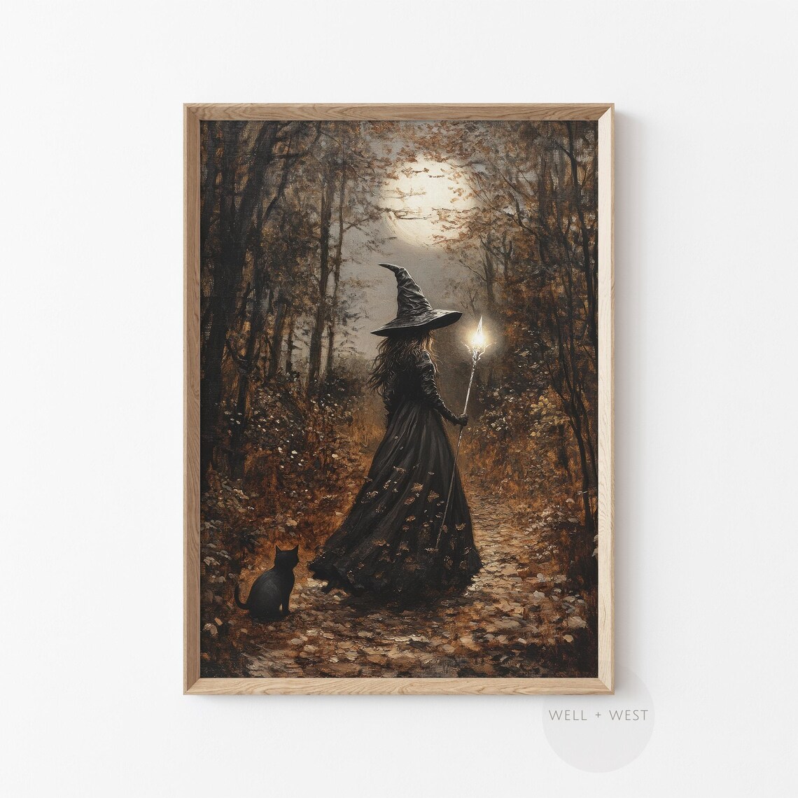 Witchy Art Spooky Witch Painting, Vintage Halloween - Image 2