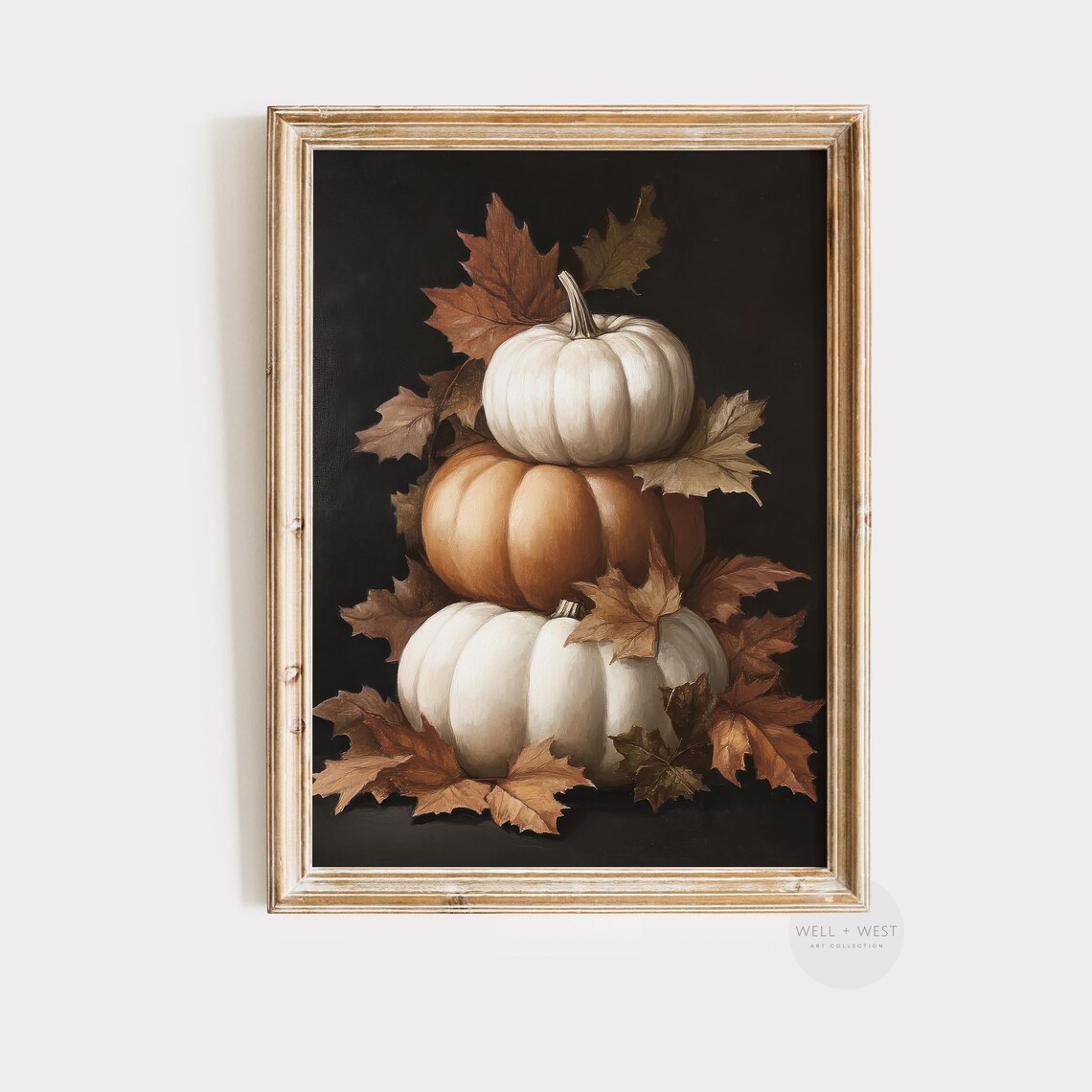 Moody Pumpkin Print, Vintage Fall Pumpkins Art Print