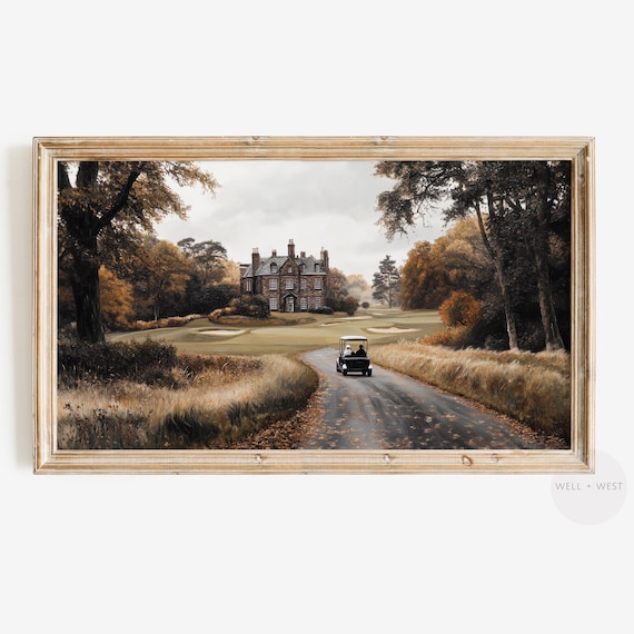 Fall Golf Vintage Style Office Decor Art Print