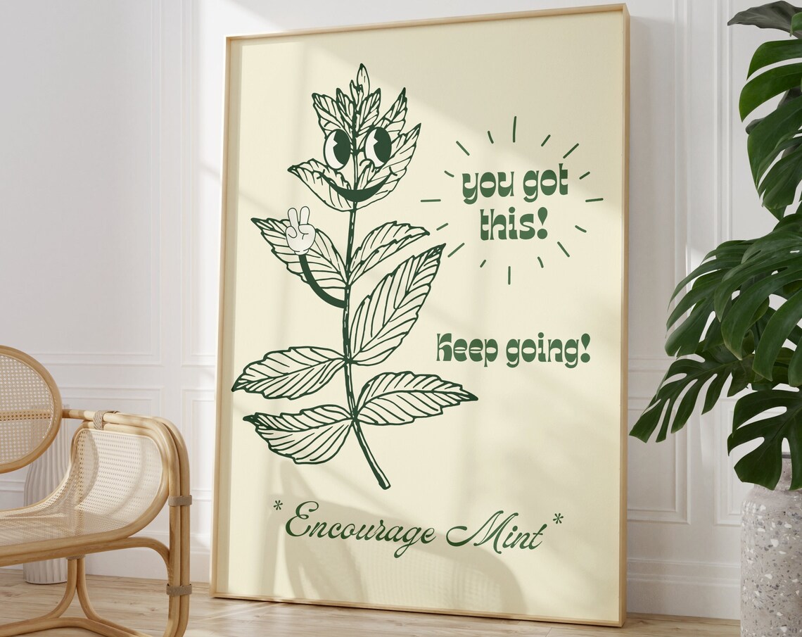 Retro Encouragement Print, Groovy 70s Aesthetic Poster - Image 3