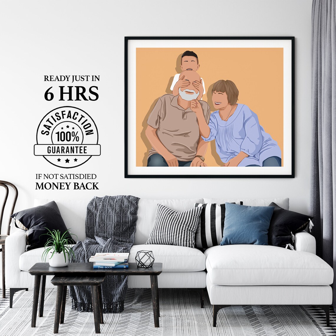 Grandparents with Grandson Playful Peekaboo Family Portrait Poster