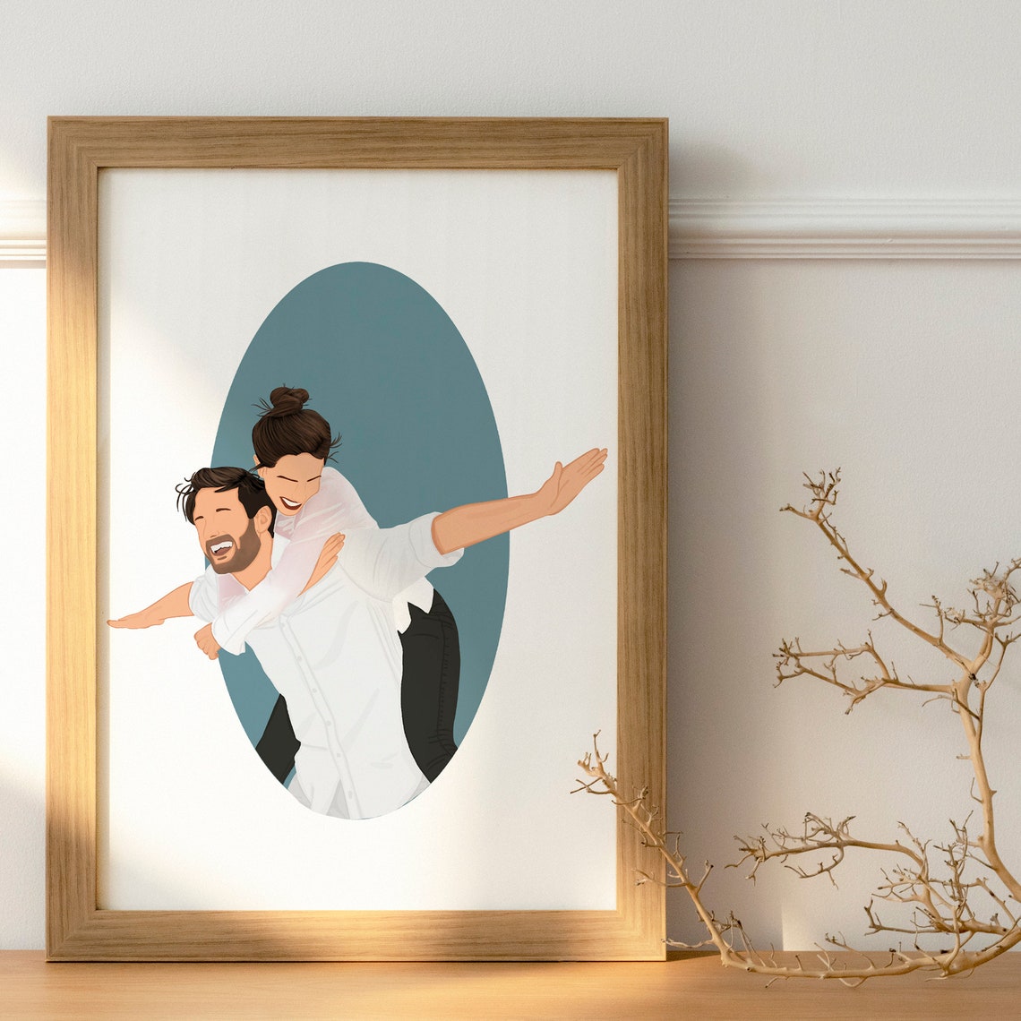 Engagement Gift Couple Portrait Faceless Portrait Print Custom Portrait Friend Illustration Personalized Gift For Her - Image 2