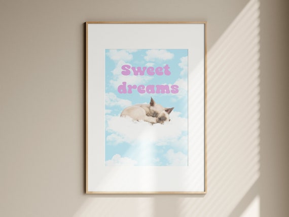 Sleeping Kitten Nursery Print Sweet Dreams Decor