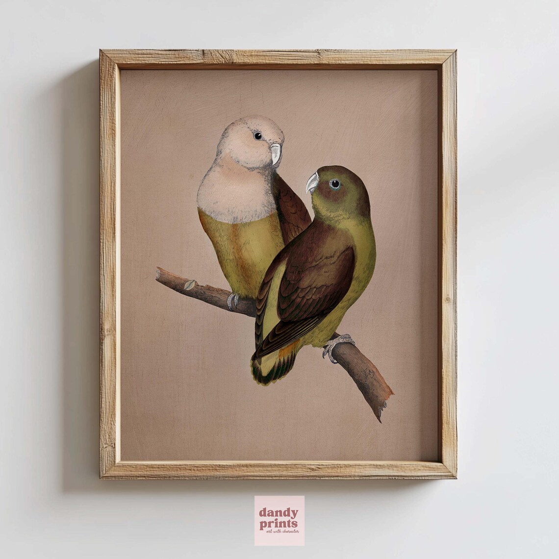 Love Birds Art Print Eclectic Retro Wall Decor Illustration