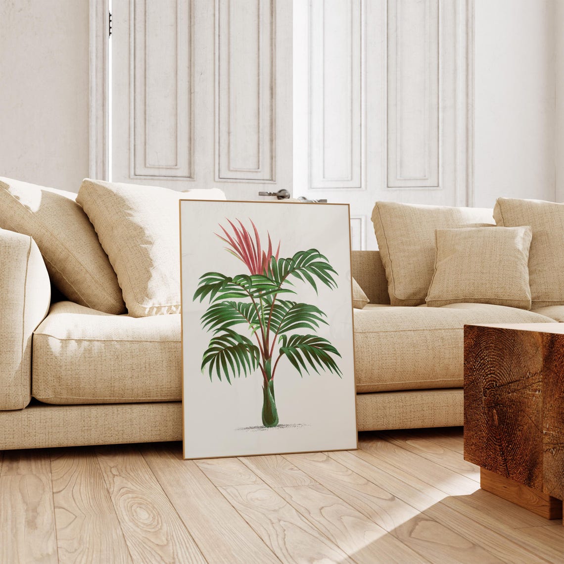 Vintage Palm Botanical Illustration Red Frond Tropical Wall Poster - Image 3