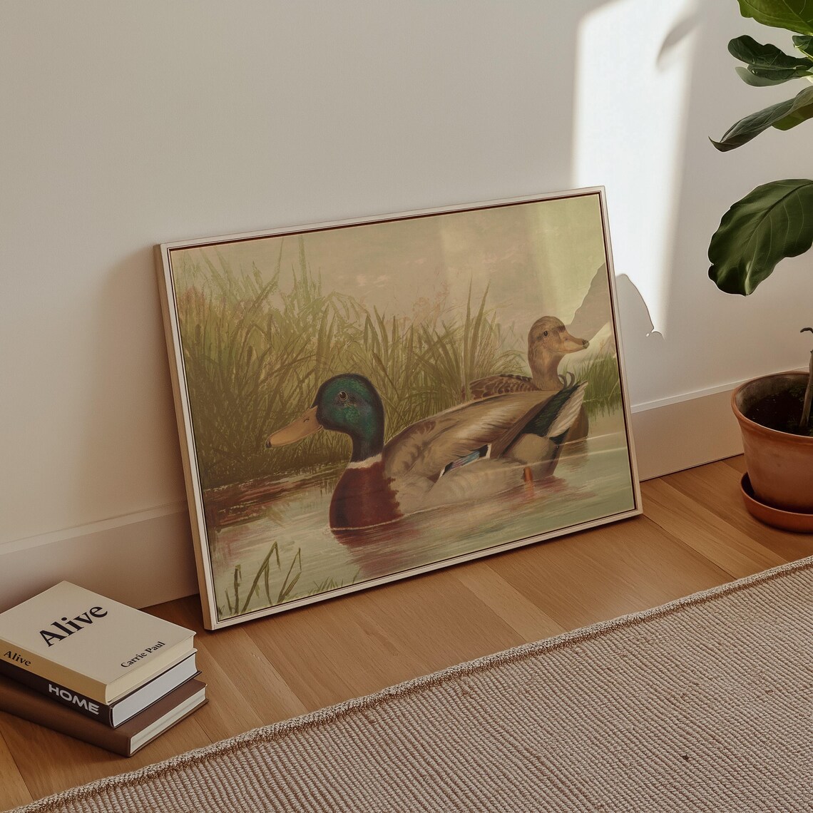 Mallard Ducks Vintage Wildlife Painting Tranquil Wetland Poster - Image 4