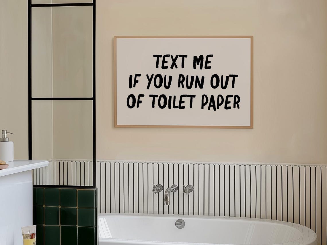 Bathroom Wall Art Horizontal Toilet Paper Poster Text Me Funny Bathroom Prints Toilet - Image 2