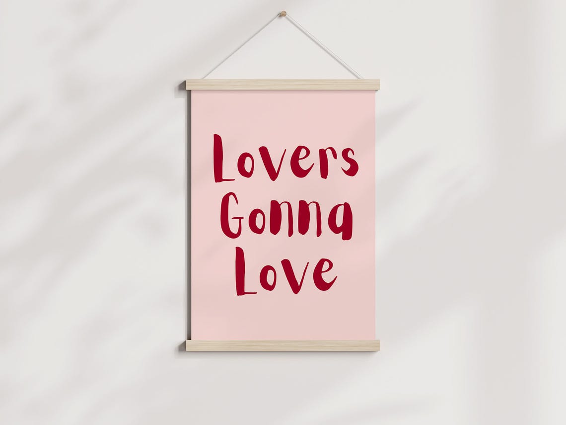 Lovers Gonna Love Red Script Typography Pink Valentine Poster - Image 2
