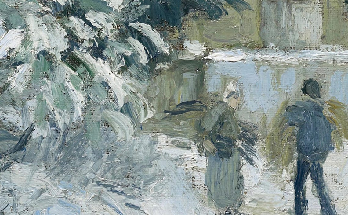 Snowy Village Winter Landscape Impressionist Snow Painting Wall Art - Image 2