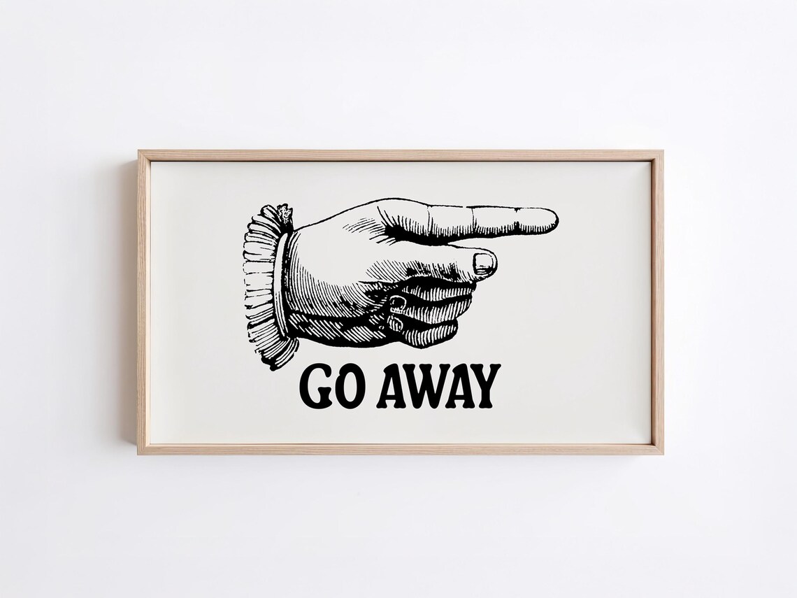 Funny Go Away Hand Sign Humorous Vintage Style Quote Wall Art