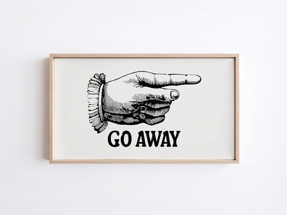 Funny Frame Tv Art Go Away Manicule Tv Art Vintage Art For Frame Tv Pointing Finger Left And Right Minimalist