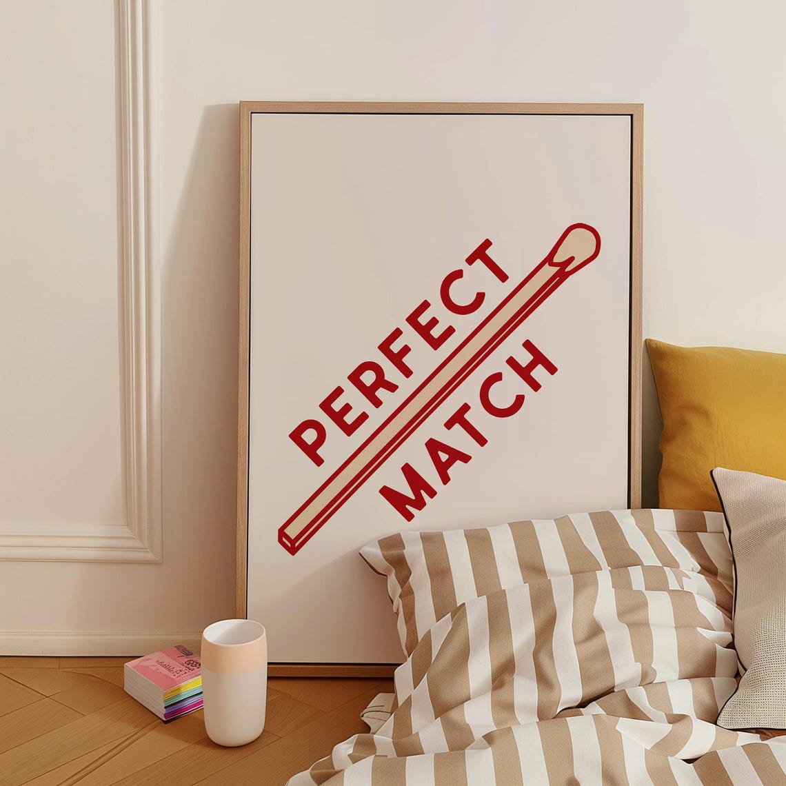 Perfect Match Red Matchstick Typography Fun Love Couples Poster - Image 4