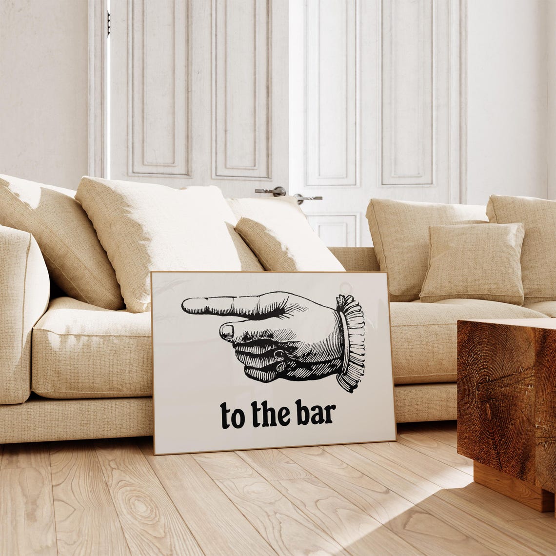 Vintage Pointing Hand To The Bar Funny Home Bar Sign Wall Art - Image 3