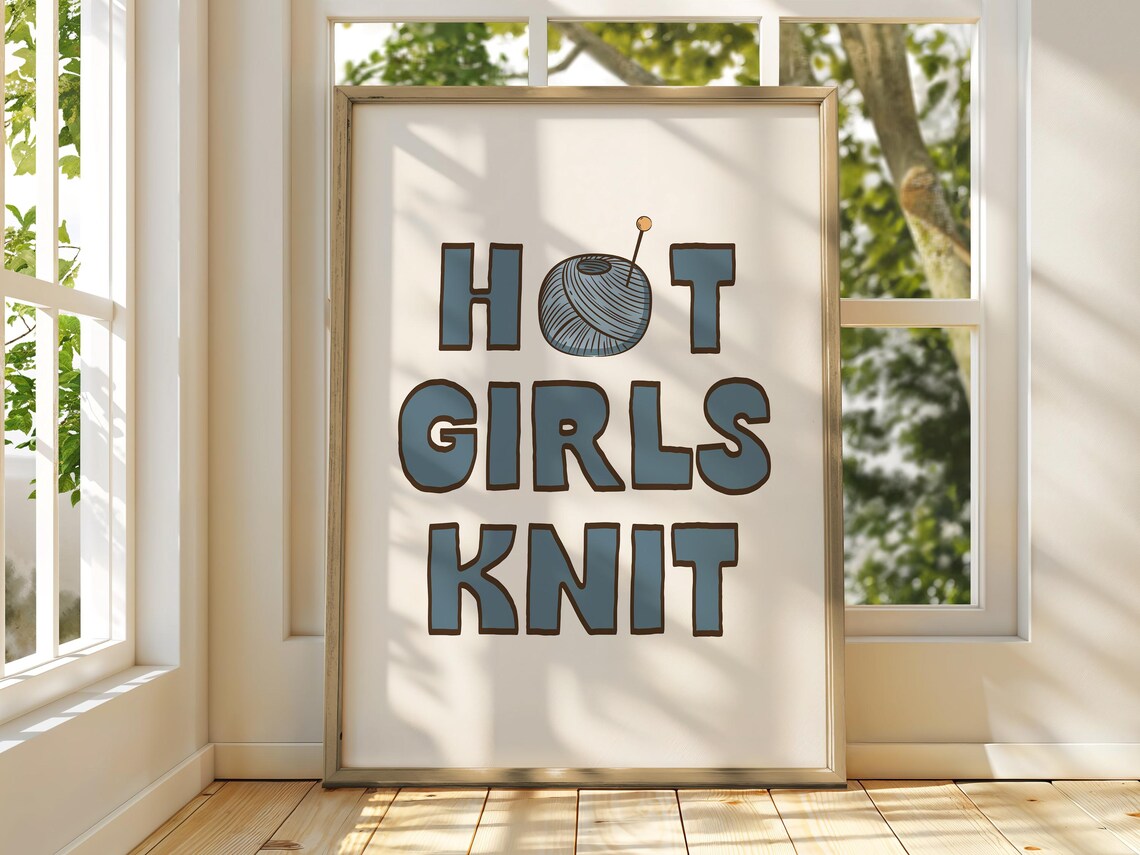 Hot Girls Knit Wall Art Knitting Crafting Decor Gallery Wall Prints Typography - Image 2