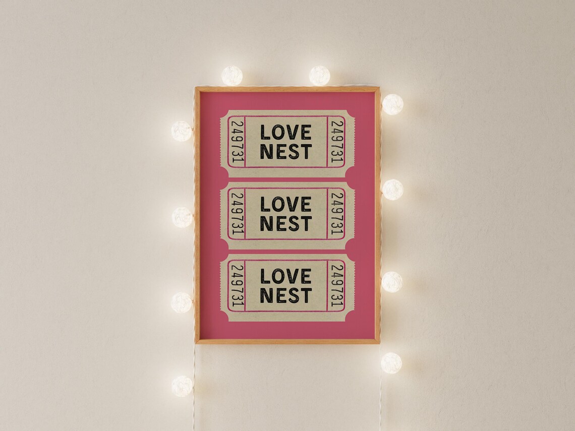 Love Nest Vintage Ticket Stub Trio Pink Valentines Wall Poster - Image 3