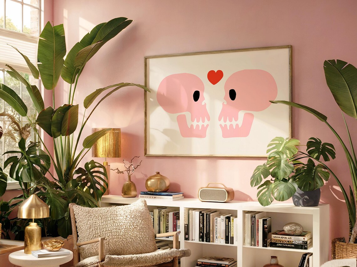 Skull, Til Death Do Us Part Valentine Love Art Print - Image 3