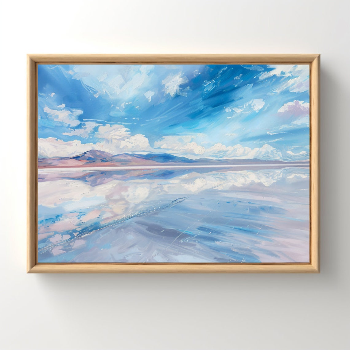Uyuni Salt Flat Bolivia Mirror Reflection Landscape Painting Poster