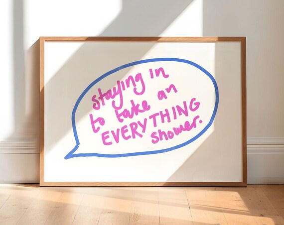 Everything Shower Print Word Art Mid Century Wall Typography Bathroom Wallart Self Love