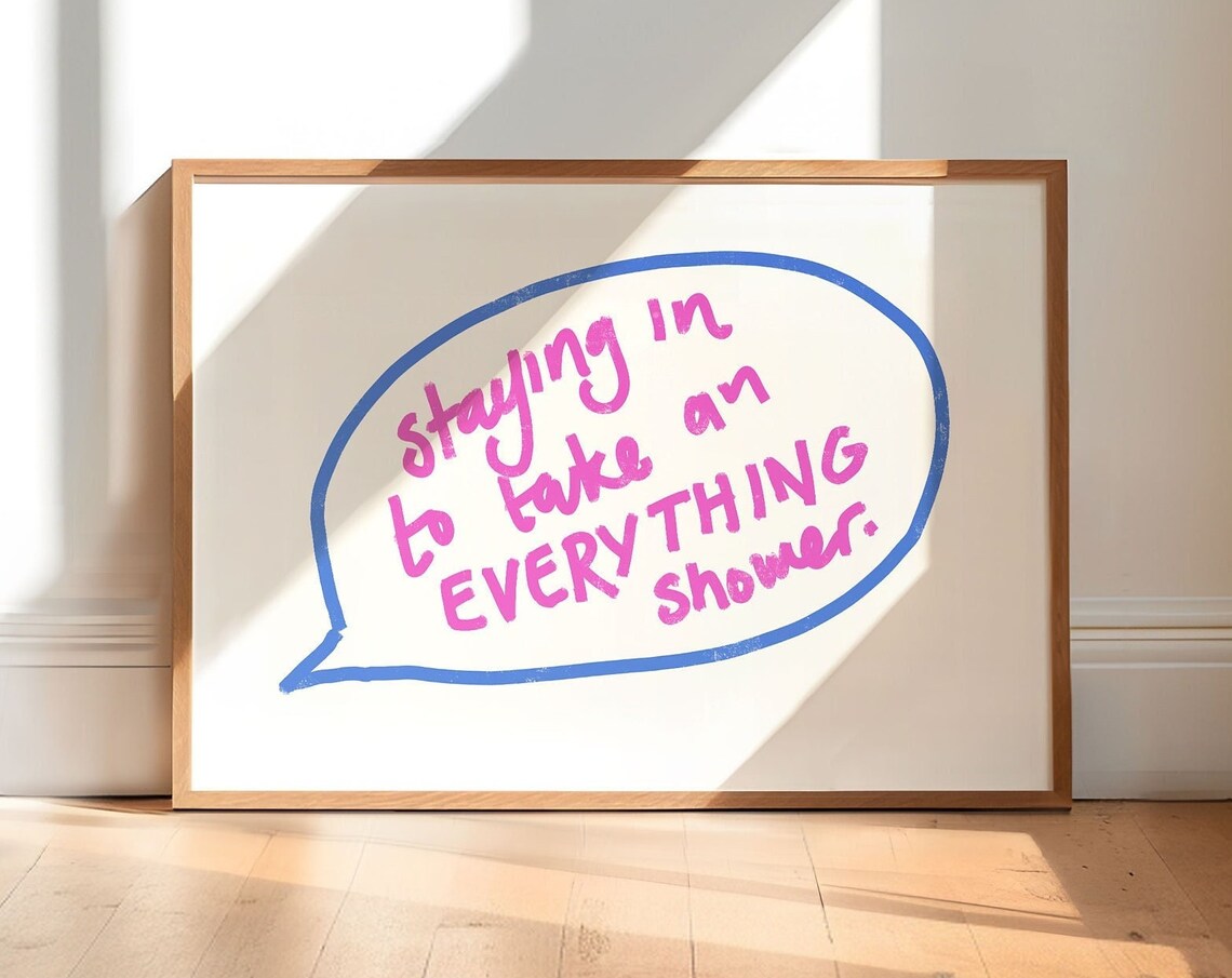 Everything Shower Print Word Art Mid Century Wall Typography Bathroom Wallart Self Love