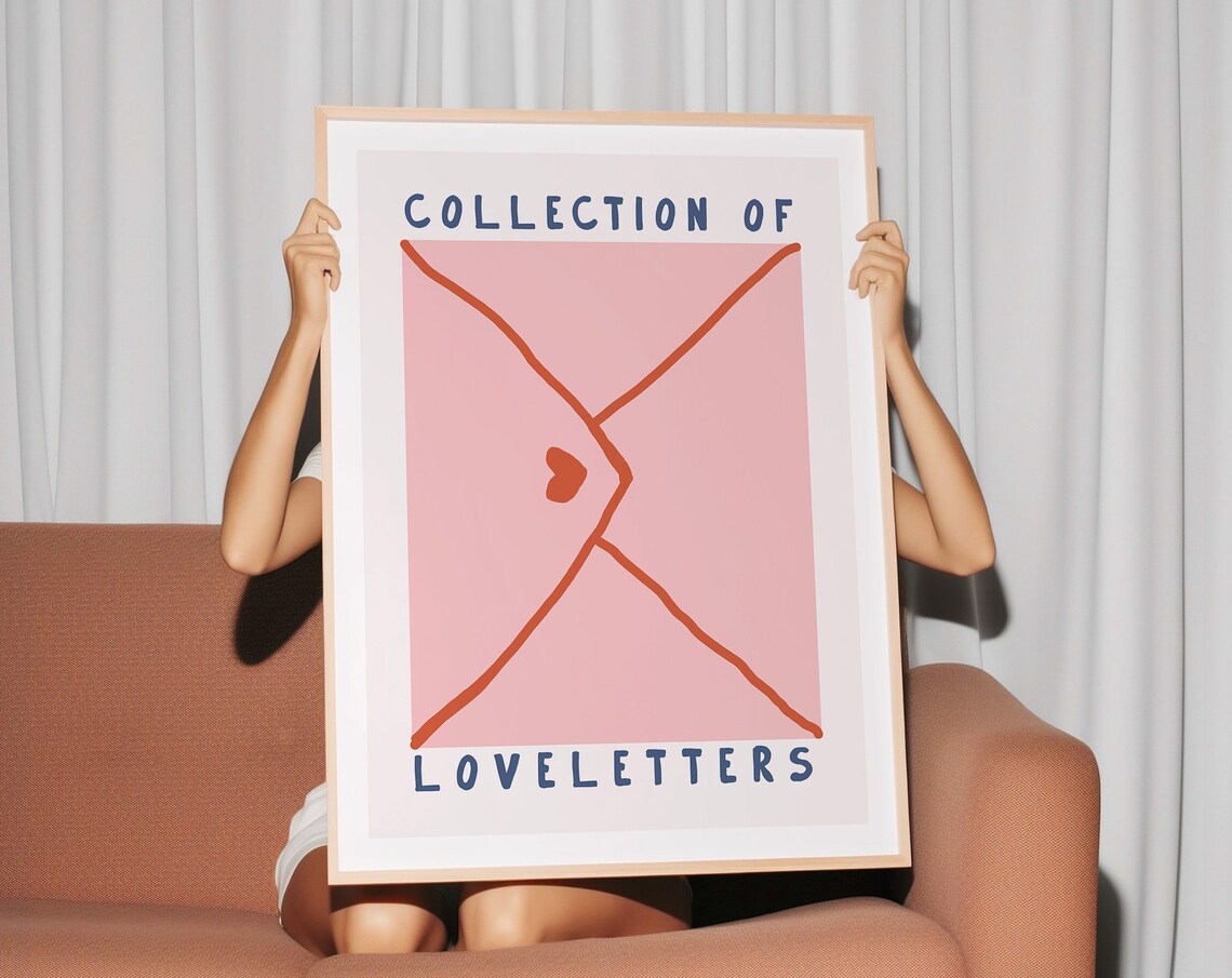 Love Letters Art Print, Minimalist Heart Decor