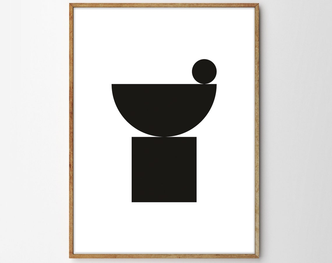 Minimalist Black Geometric Shapes Balanced Abstract Composition Poster - Image 4