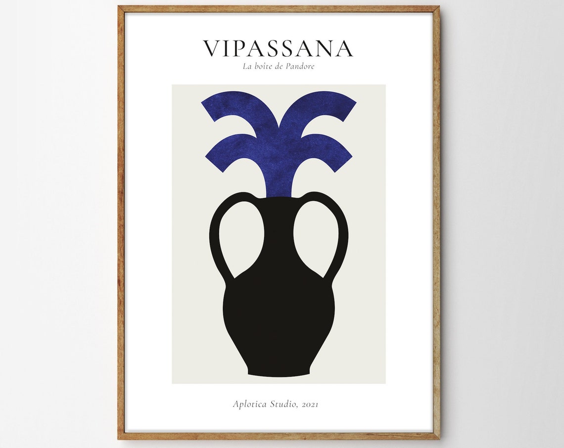 Vipassana Black Amphora Vase Blue Flame Modern Gallery Poster - Image 4