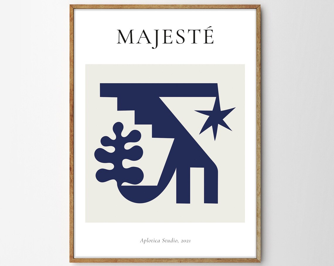 Majesté Navy Blue Abstract Geometric Star Art Exhibition Poster - Image 4