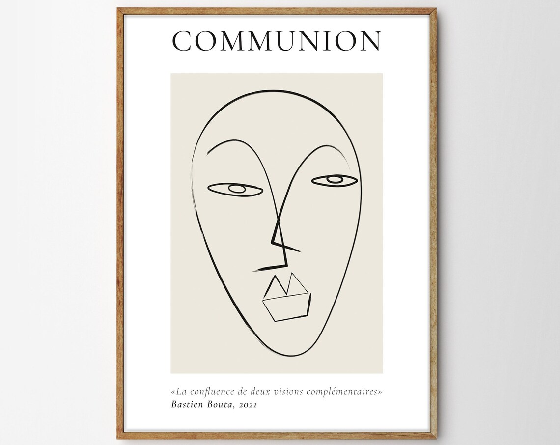 Communion Minimalist Line Face By Bastien Bouta 2021 Art Poster - Image 4