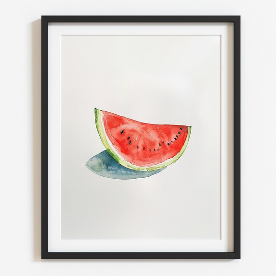 Fresh Watermelon Slice Watercolor Minimalist Summer Fruit Poster