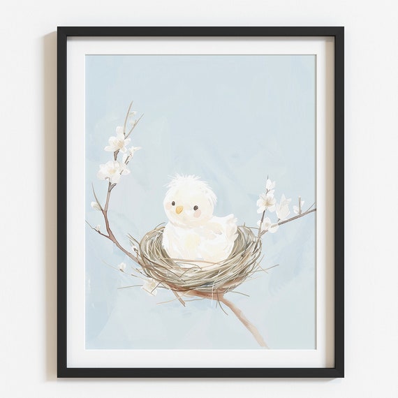 Cute Bird Nursery Print Nursery Wall Decor New Baby Art New Boys Room Watercolor Neutral Girls Bedroom Artwork