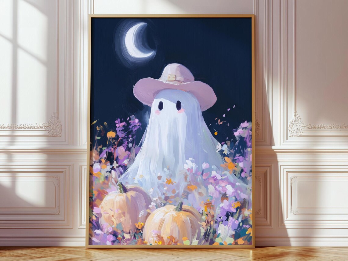 Cowboy Wall Art With Pumpkins, Coquette Halloween Poster