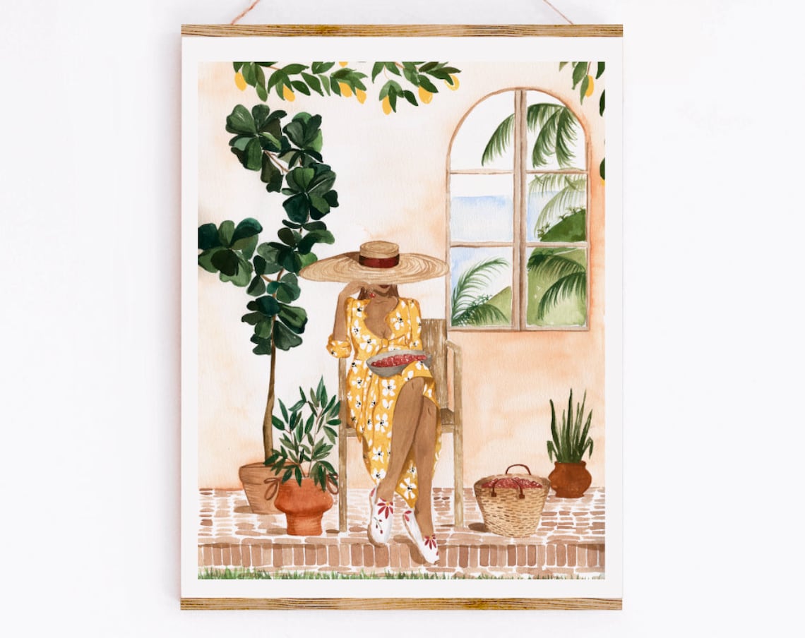 Cherries In Croatia Art Print, Summer Travel Poster
