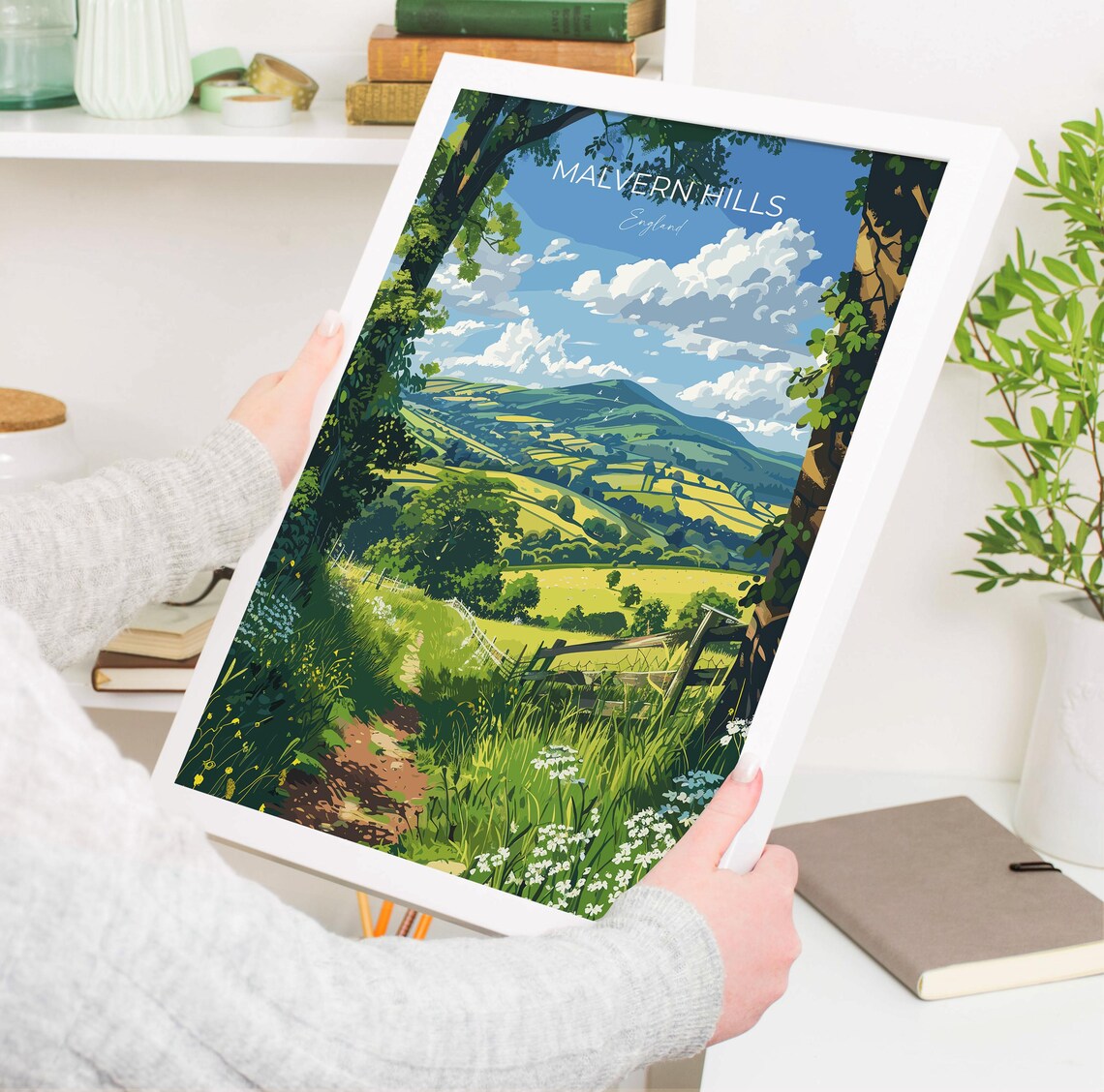 Malvern Hills Woodland Path Wildflowers Full Bleed Travel Poster - Image 3