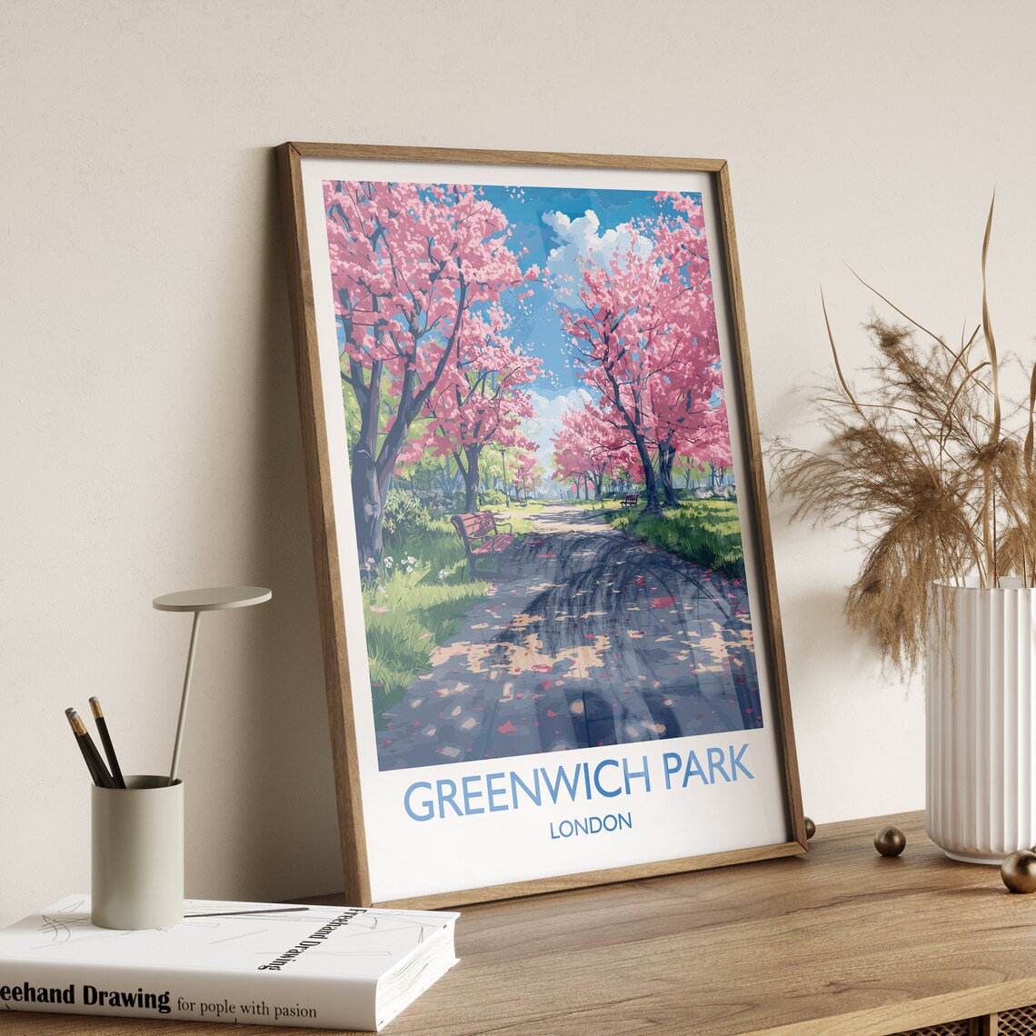 Greenwich Park Travel Poster, Spring Blossom - Image 2