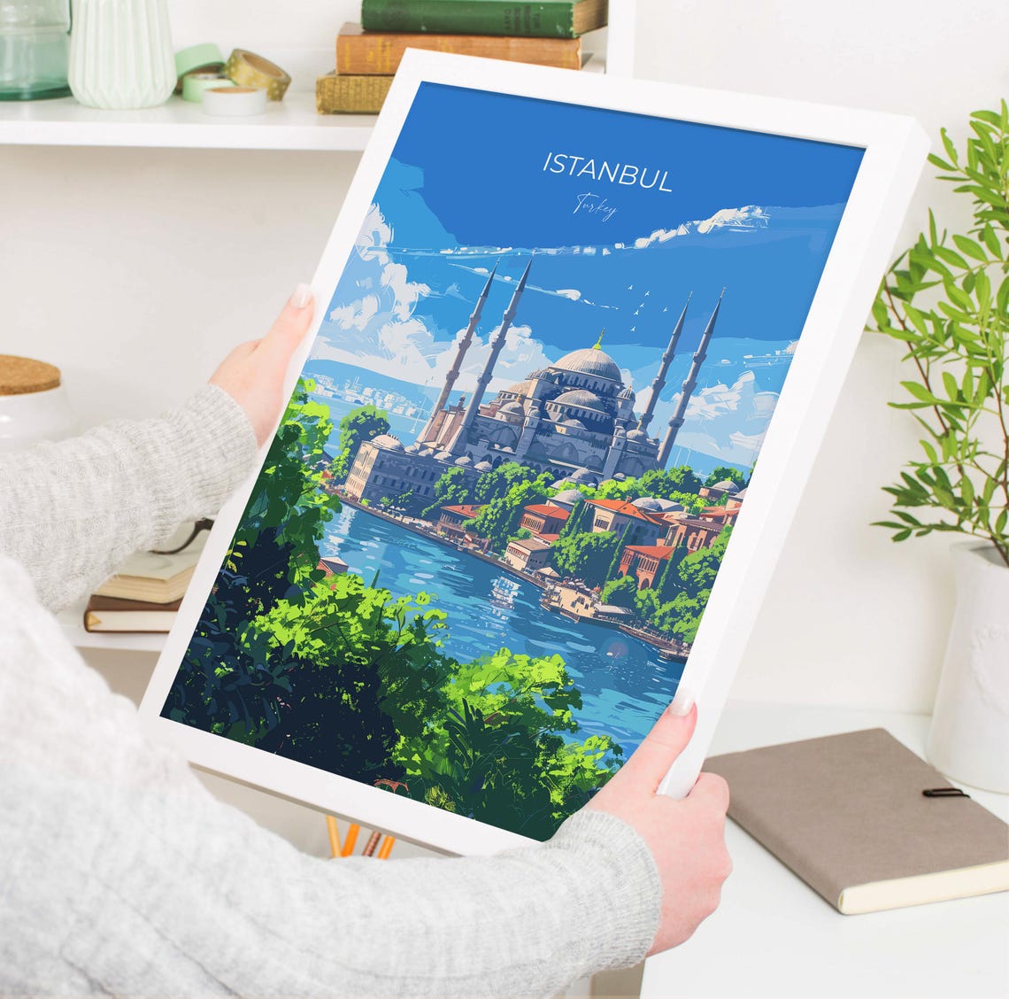 Istanbul Turkey Grand Mosque Above the Sparkling Bosphorus Poster - Image 3