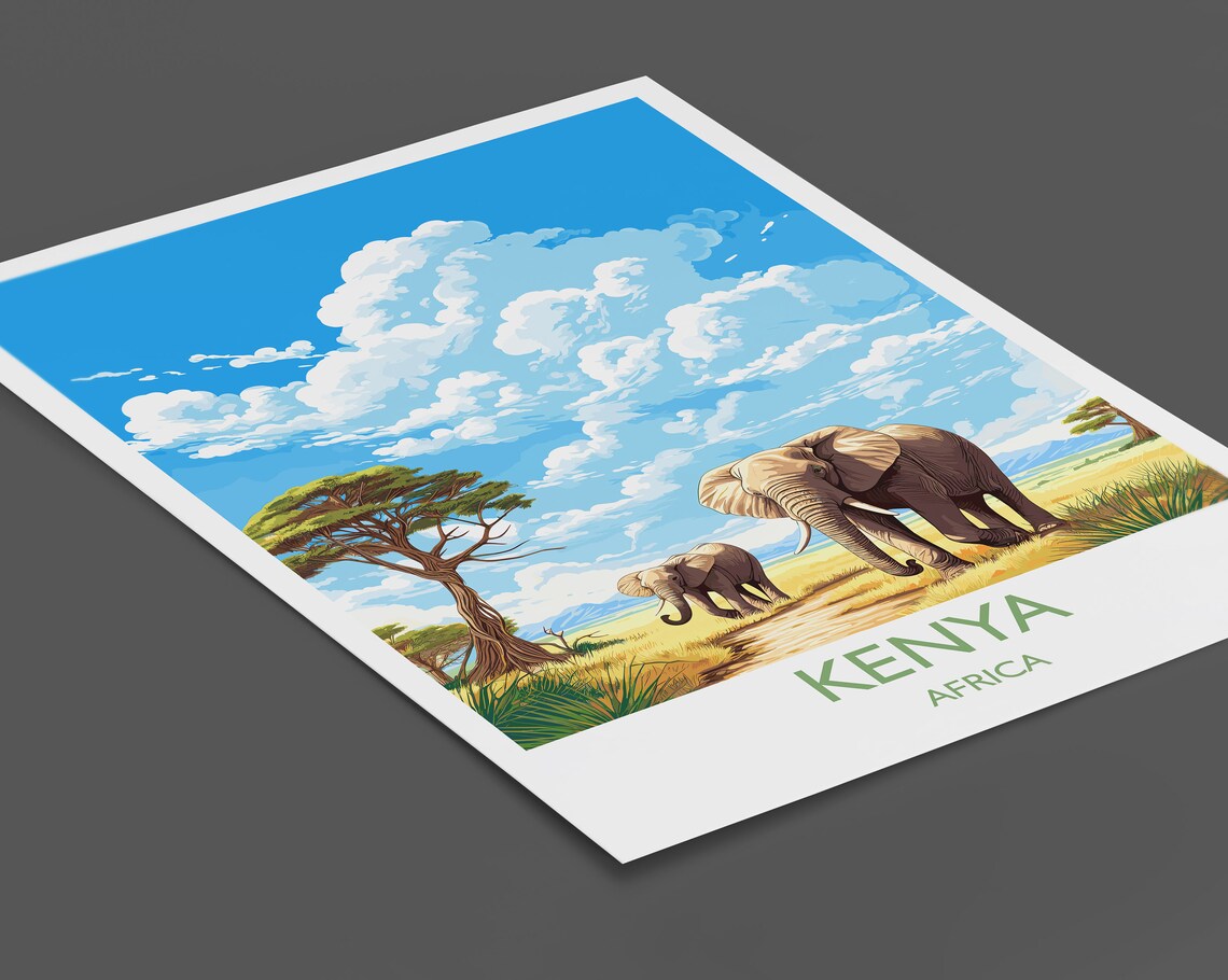 Kenya Travel Poster Travel Print Of Kenya Kenya Gift Africa Africa Art Gift Wall Art Print - Image 2