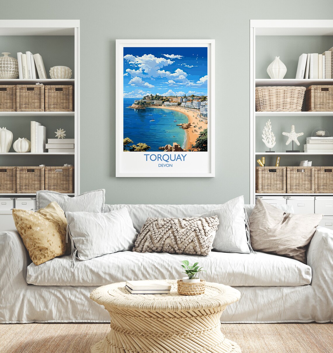 Torquay Devon Sandy Beach Bay Sailboats Seaside Town Travel Poster - Image 4