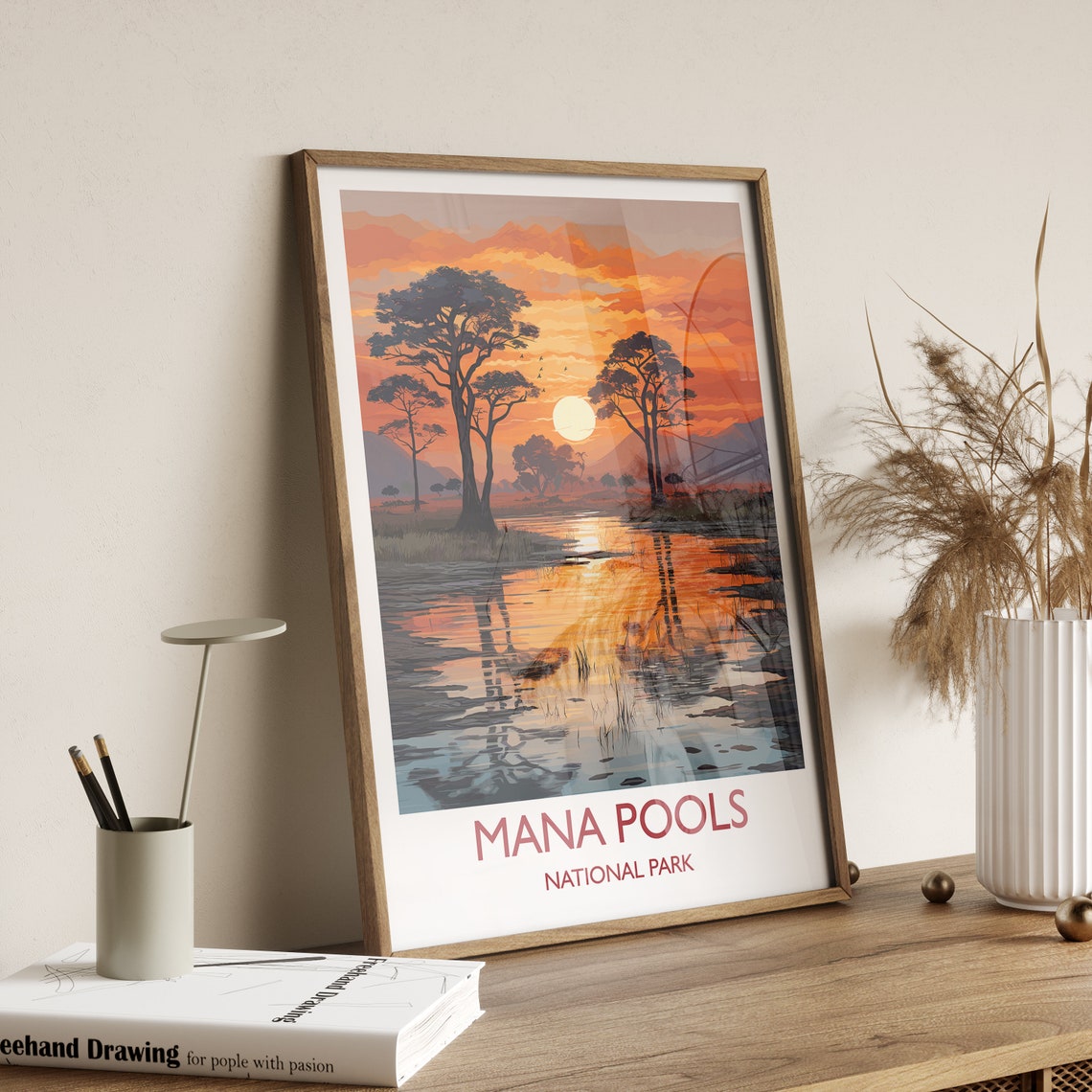 Mana Pools National Park Sunset Reflection Safari Zimbabwe Poster - Image 2