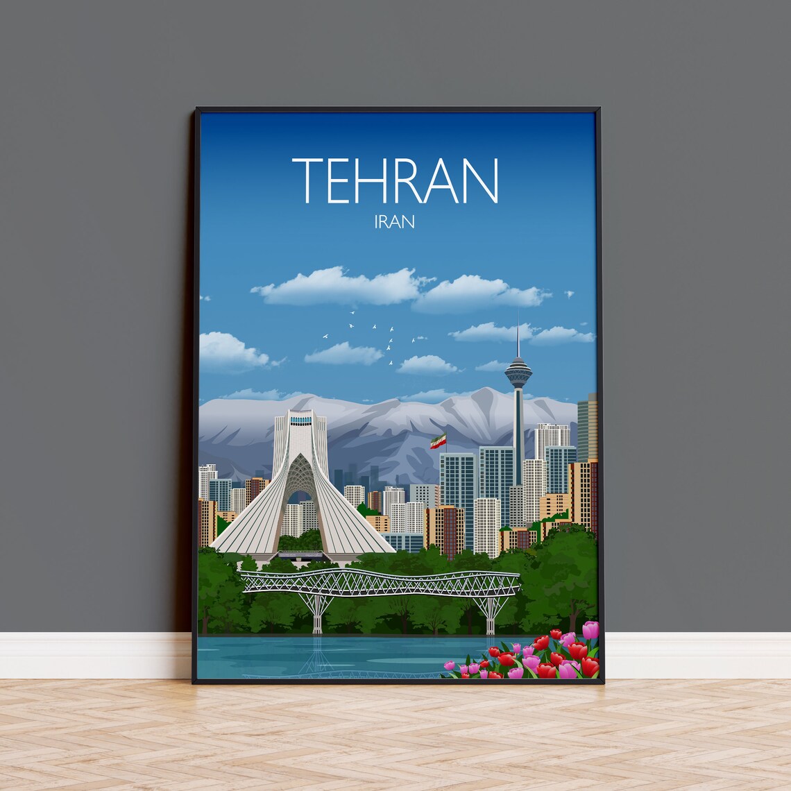 Tehran Travel Poster, Iran City Travel Print